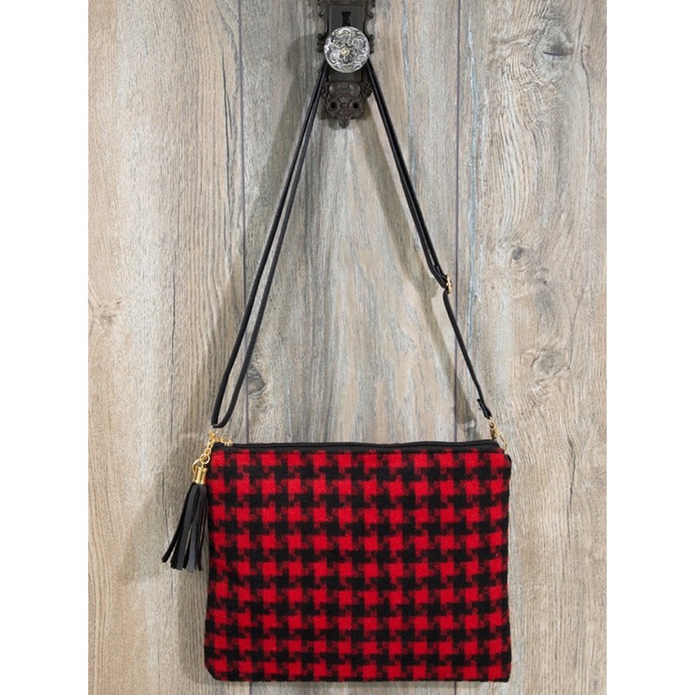 Red Houndstooth Crossbody/Clutch Bag